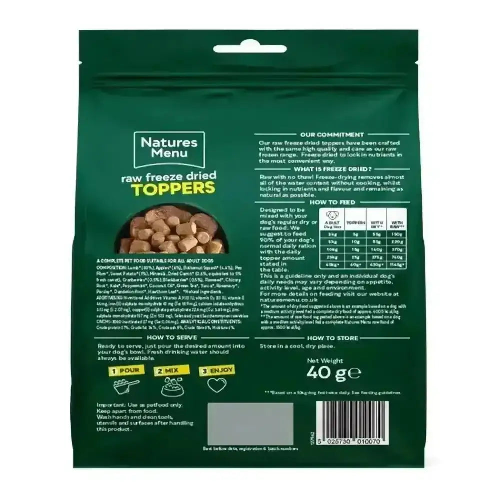 Natures Menu Freeze Dried Chunks - Lamb 40g - Natural Dry Dog Food