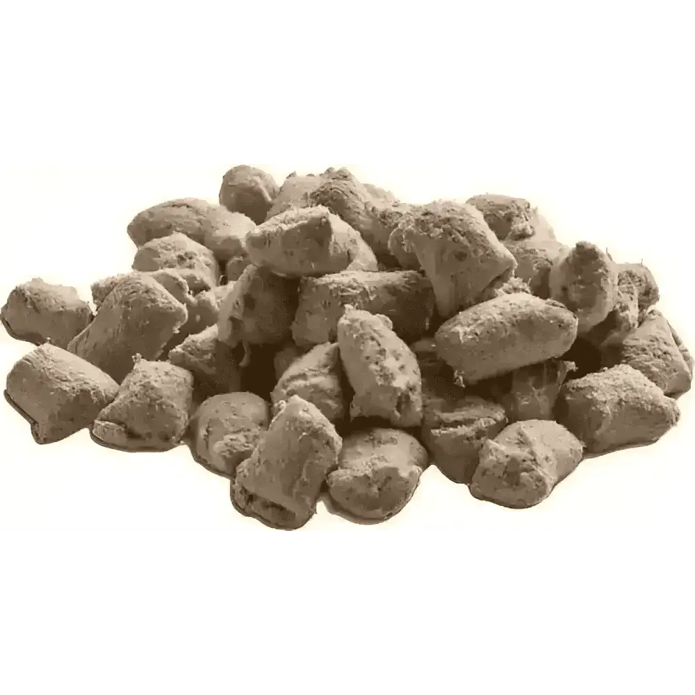 Brown textured freeze dried dog treats made from quality turkey in Natures Menu Bites 15g