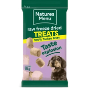 Natures Menu Freeze Dried Turkey Bites dog treats made from quality turkey for pets