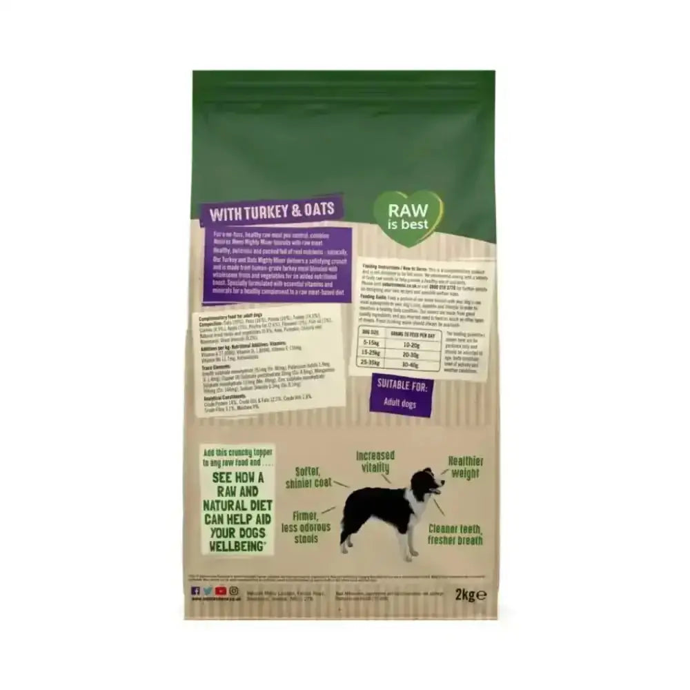 2kg bag of Natures Menu Mighty Mixer Biscuit Turkey with oats and sulphate monohydrate