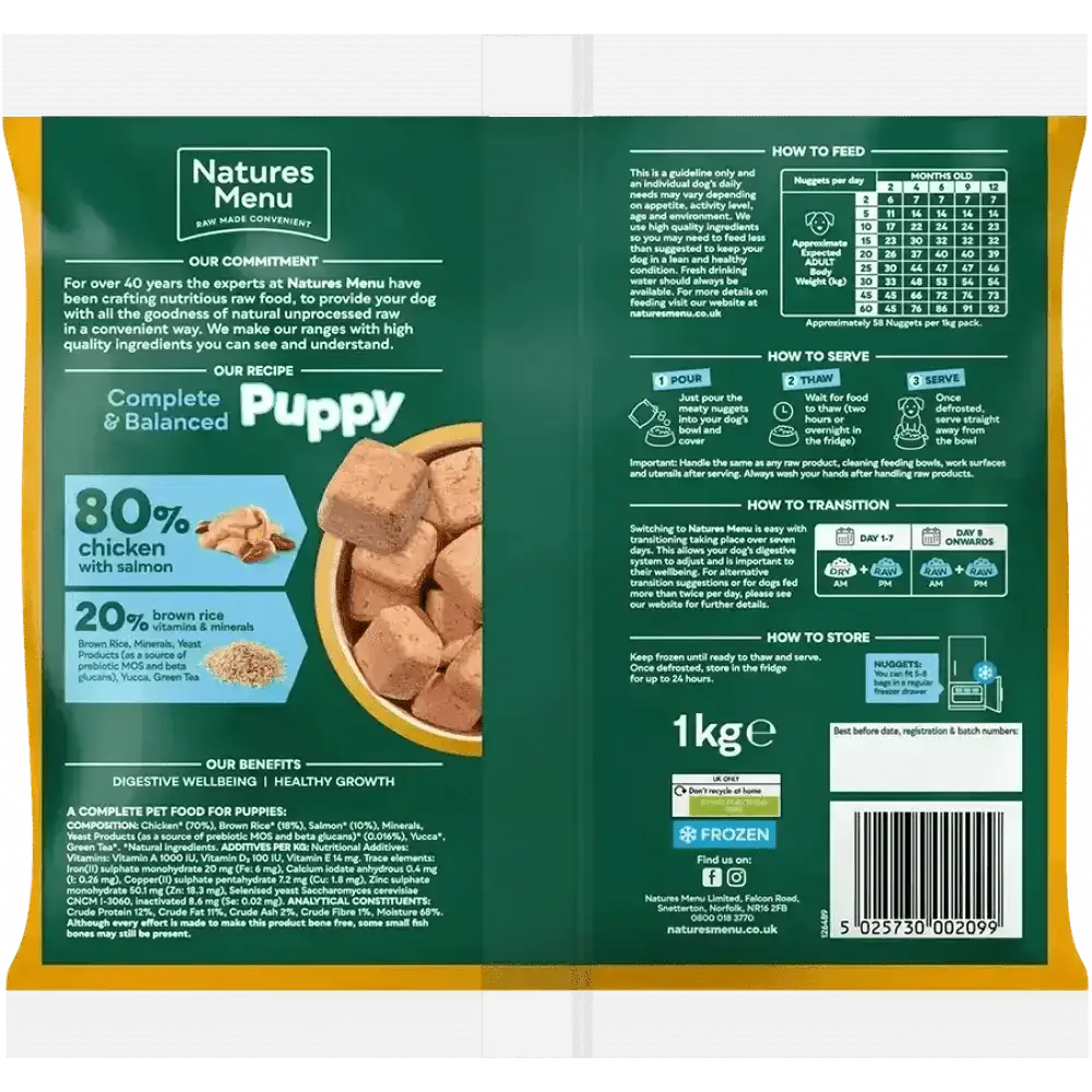 Natures Menu Puppy Chicken with Salmon and Brown Rice package