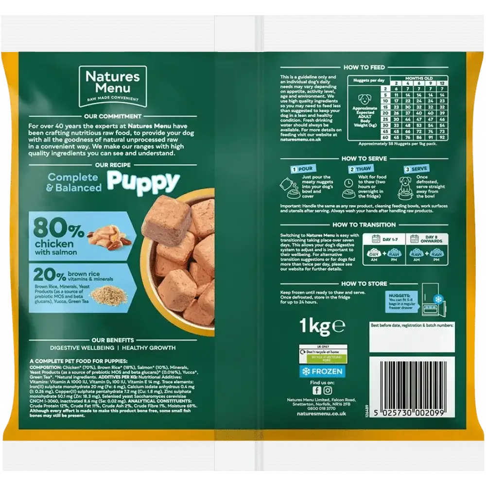 Natures Menu Puppy Chicken with Salmon and Brown Rice package