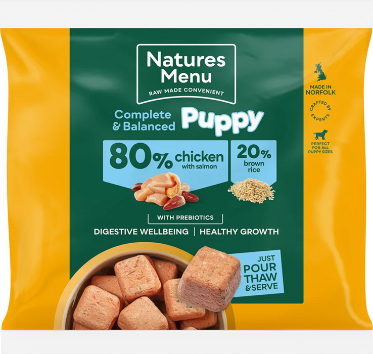 Natures Menu Complete & Balanced Puppy Chicken with Salmon and Brown Rice Complete Food | Natural raw food for puppies