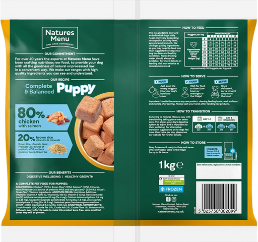 Natures Menu Complete & Balanced Puppy Chicken with Salmon and Brown Rice Complete Food | Natural raw food for puppies