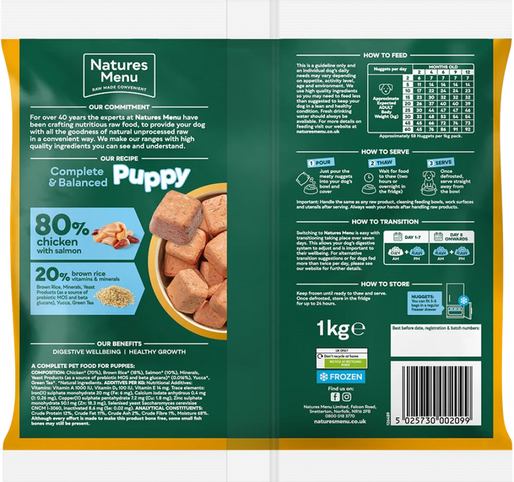 Natures Menu Complete & Balanced Puppy Chicken with Salmon and Brown Rice Complete Food | Natural raw food for puppies