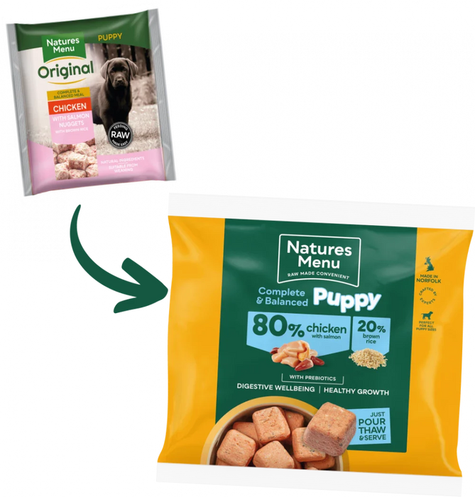 Natures Menu Complete & Balanced Puppy Chicken with Salmon and Brown Rice Complete Food | Natural raw food for puppies