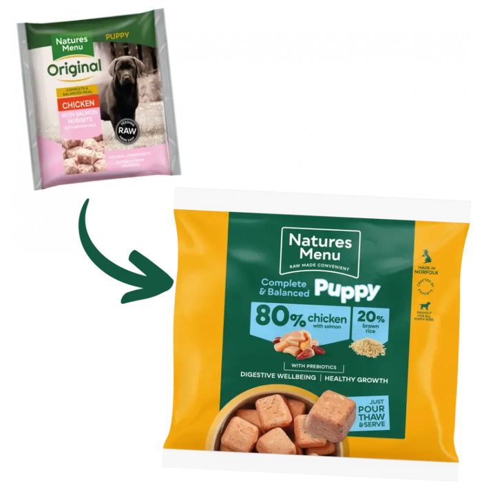 Natures Menu Complete & Balanced Puppy Chicken with Salmon and Brown Rice Complete Food | Natural raw food for puppies
