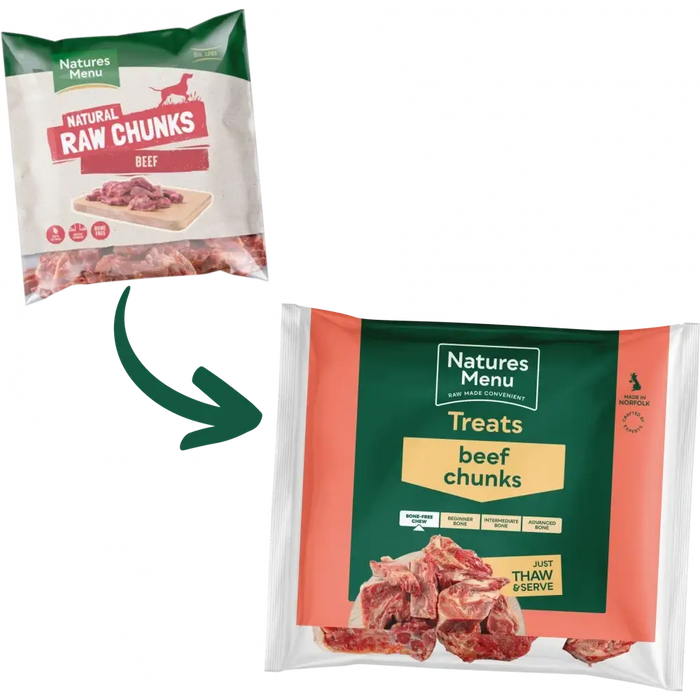Natures Menu Raw Beef Chunk Treats | Natural raw treats for dogs