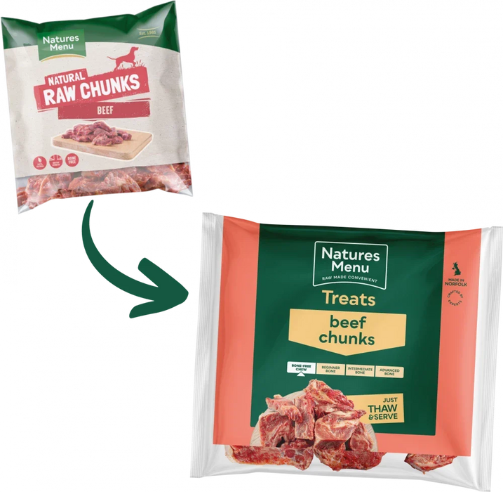 Natures Menu Raw Beef Chunk Treats | Natural raw treats for dogs