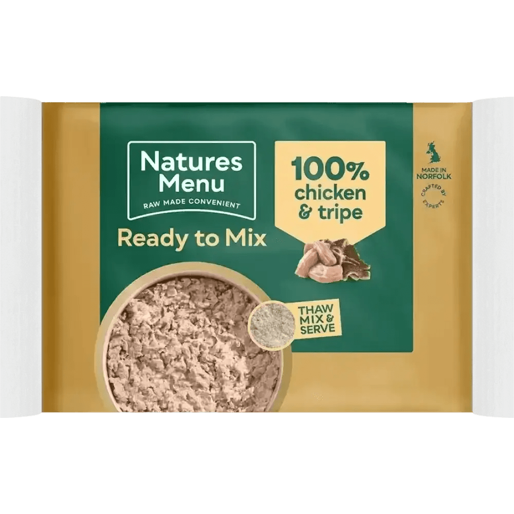 Natures Menu Raw Chicken and Tripe Block in single serve packs