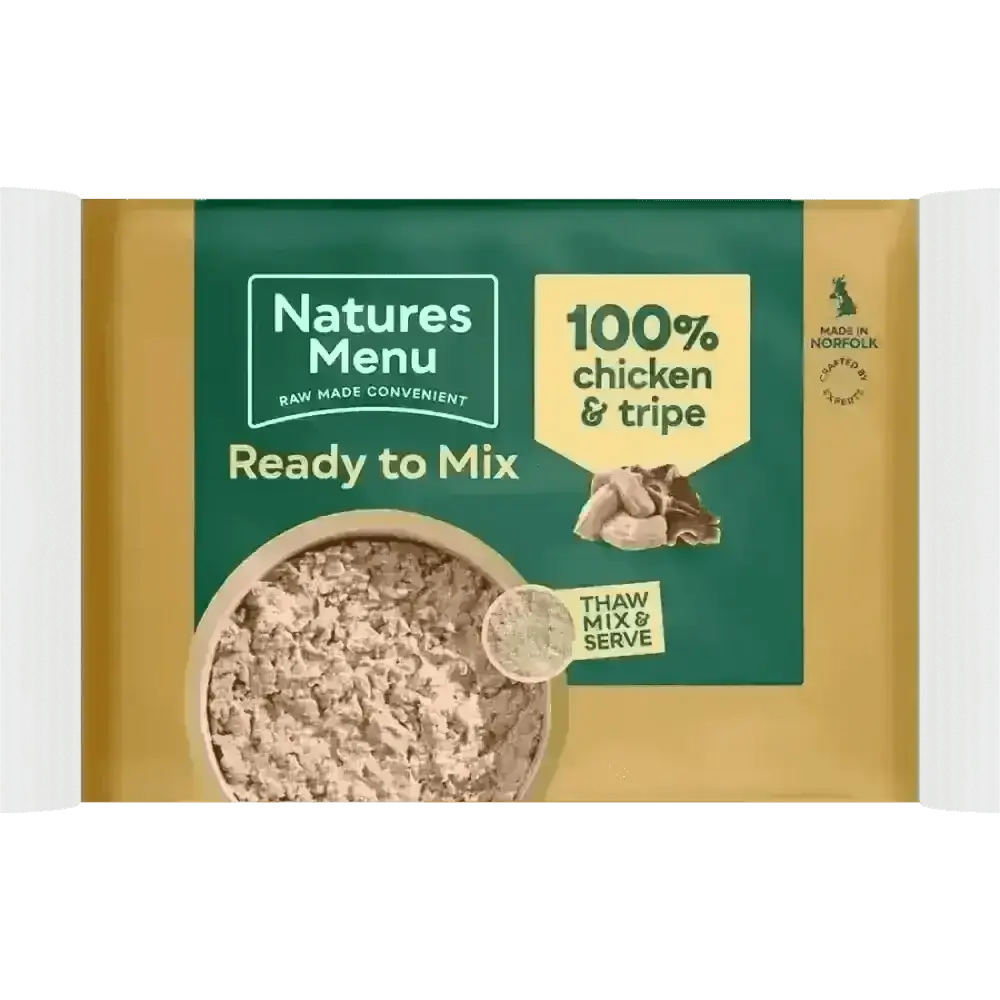 Natures Menu Raw Chicken and Tripe Block in single serve packs