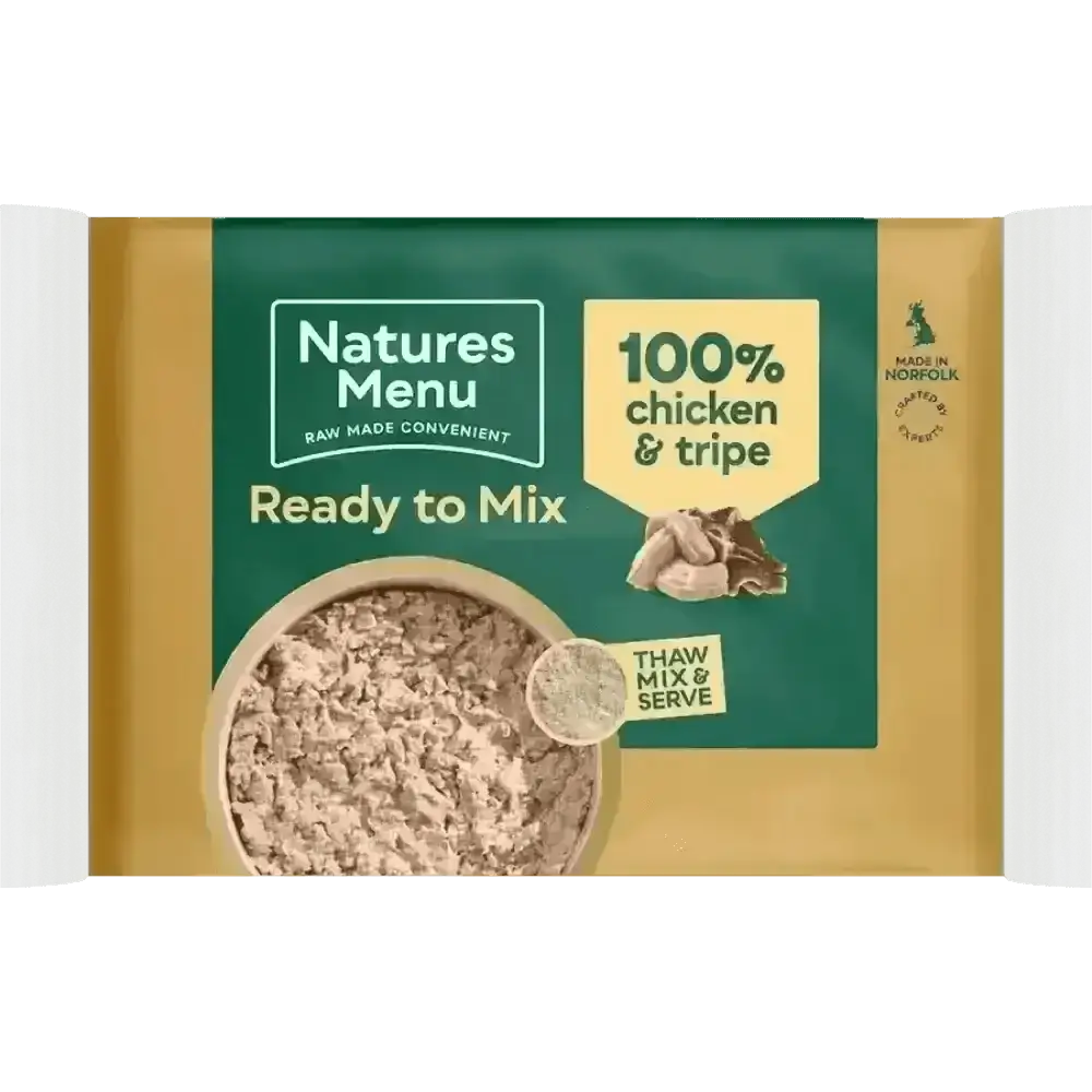 Natures Menu Raw Chicken and Tripe Block in single serve packs