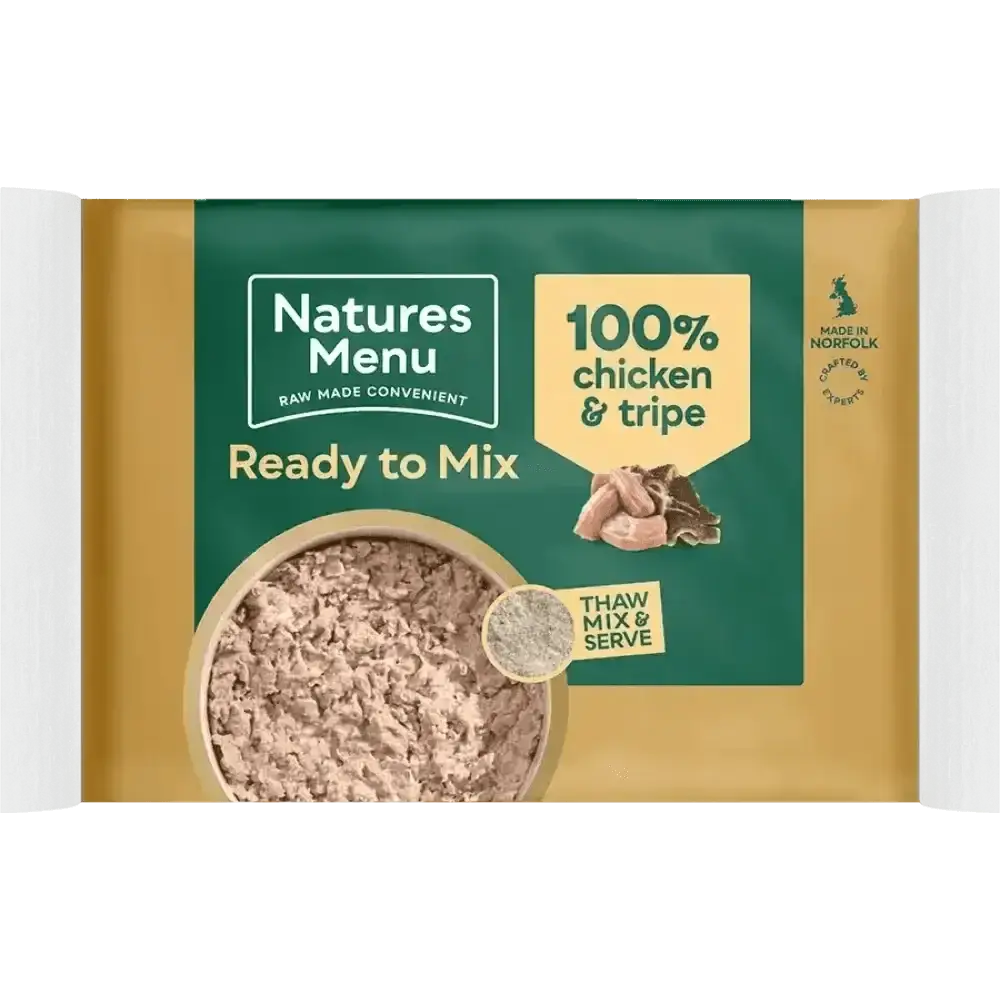 Natures Menu Raw Chicken and Tripe Block in single serve packs