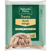 Natures Menu responsibly sourced duck wings raw treat bag, green and white packaging