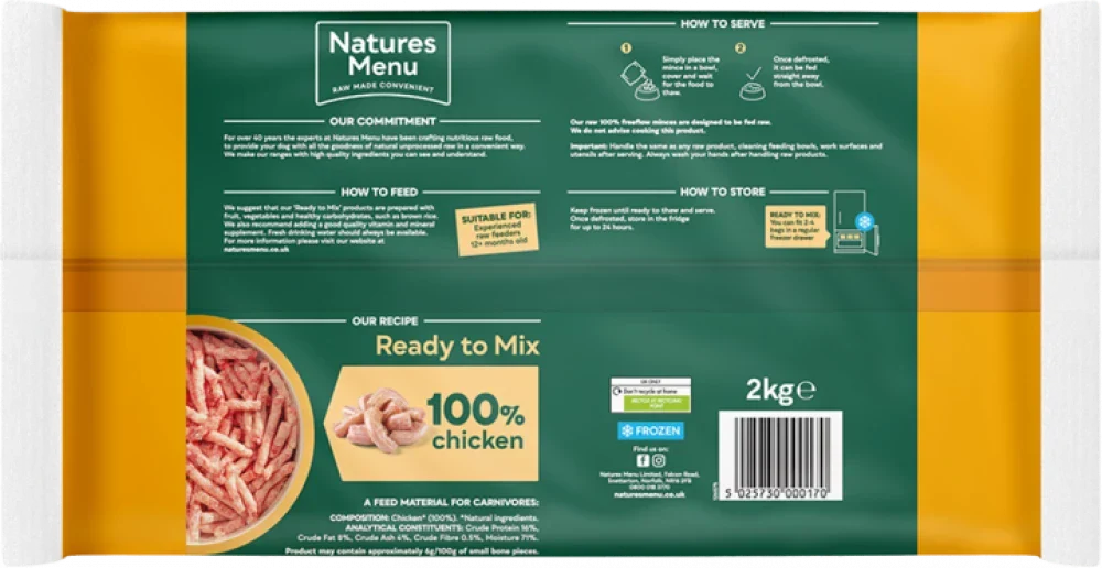 Natures Menu Raw Freeflow Chicken | Natural raw for dogs