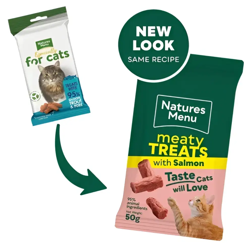 Natures Menu salmon and trout mini treats for cats, real meat 50g bag