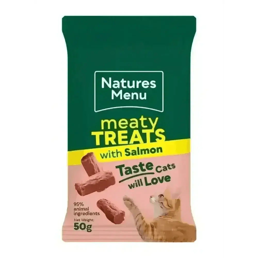 Natures Menu salmon and trout mini treats with real meat, 50g bag
