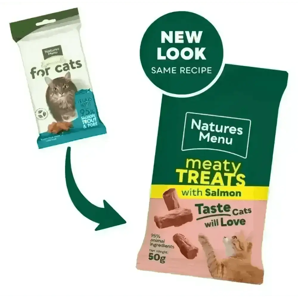 Natures Menu salmon and trout mini treats for cats, real meat 50g bag