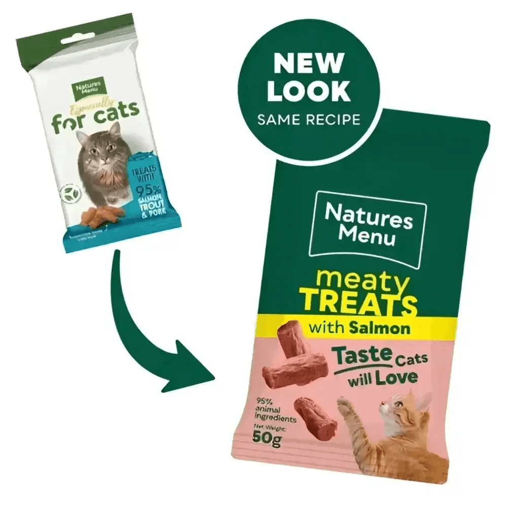 Natures Menu salmon and trout mini treats for cats, real meat 50g bag