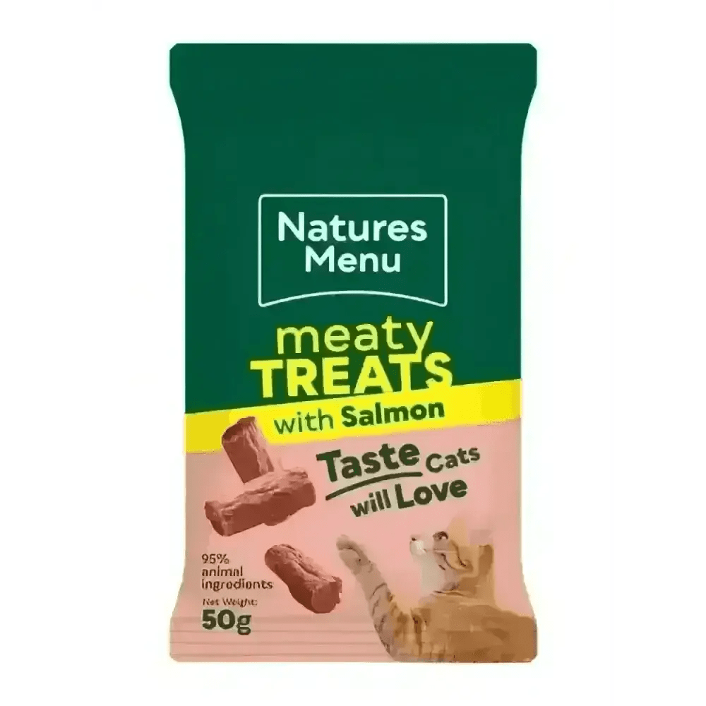 Natures Menu salmon and trout mini treats with real meat, 50g bag