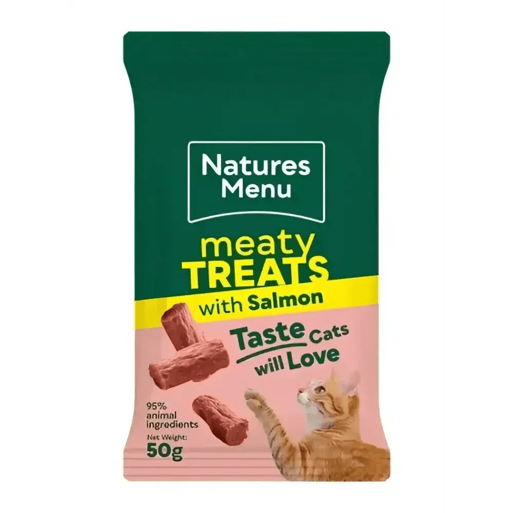 Natures Menu salmon and trout mini treats with real meat, 50g bag