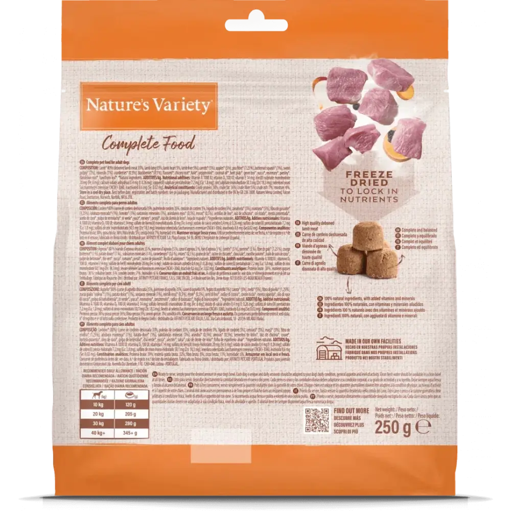 Nature's Variety Complete Freeze Dried Food Adult Lamb 250g Natures Variety