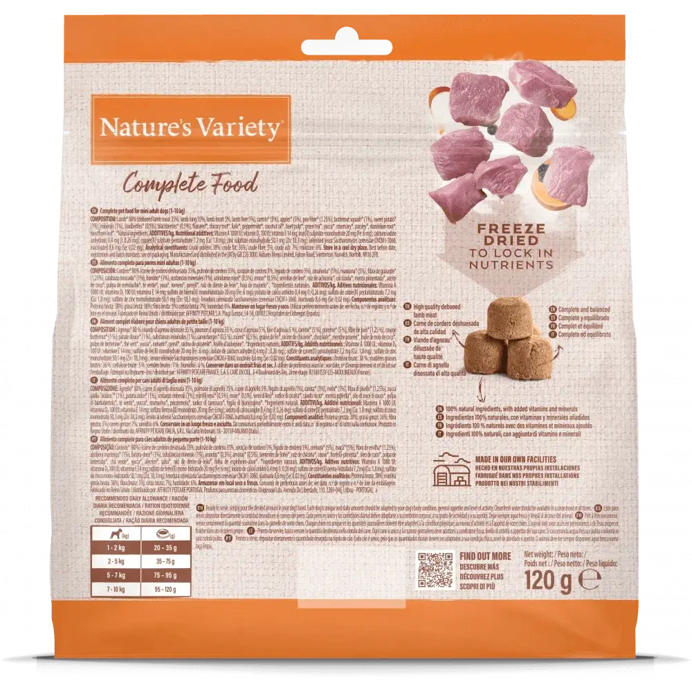 Nature's Variety Complete Freeze Dried Food - Lamb 120g Dog Food - Dry Natures Variety