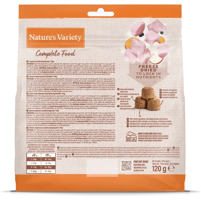 Nature's Variety Complete Freeze Dried Food - Turkey 120g Dog Food - Dry Natures Variety