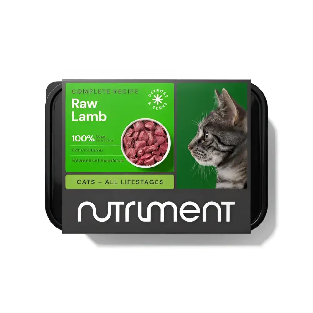 Nutriment raw lamb cat food tray, human-grade quality raw with essential nutrition