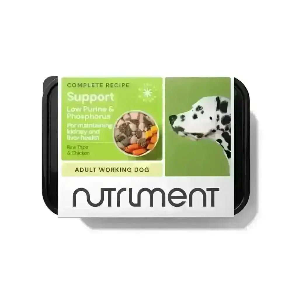 Nutriment’s Low Purine raw dog food formula tray for ideal body weight