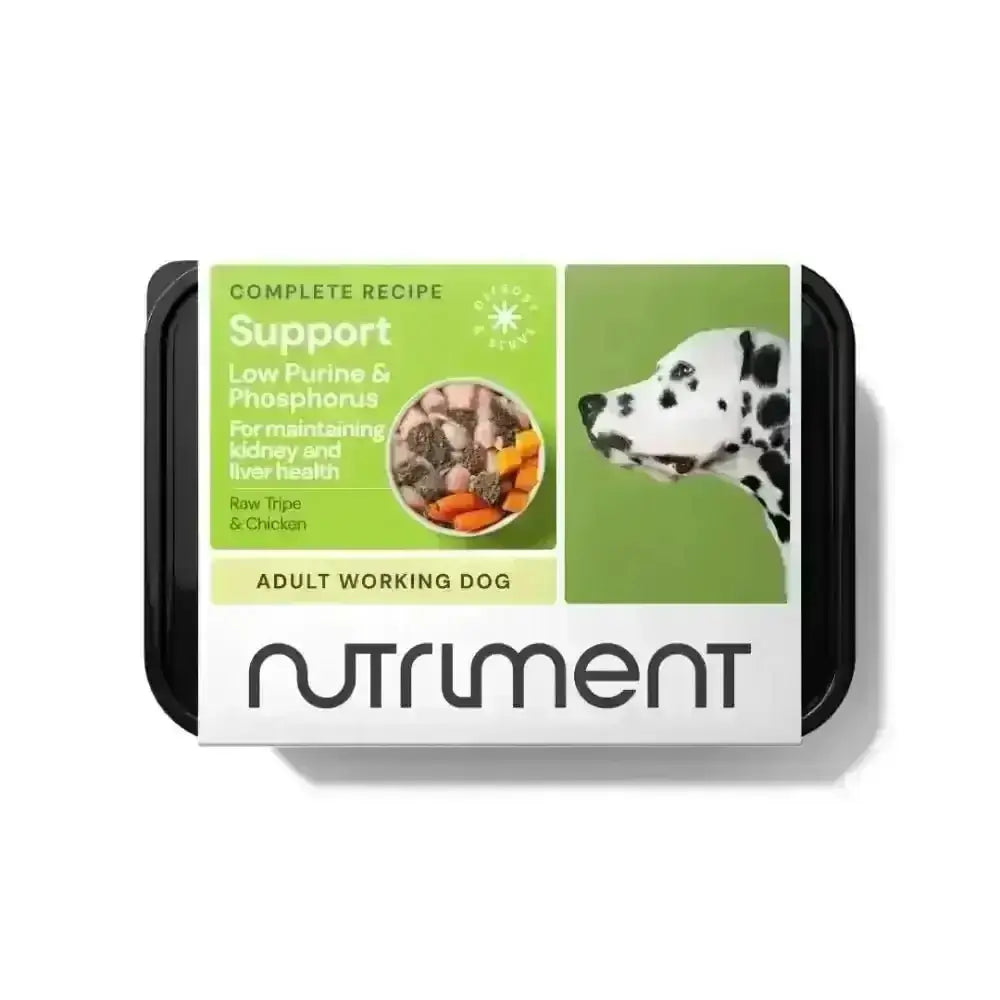 Nutriment’s Low Purine raw dog food formula tray for ideal body weight