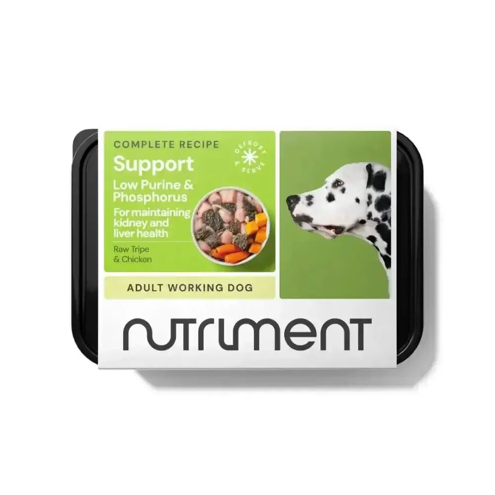 Nutriment’s Low Purine raw dog food formula tray for ideal body weight