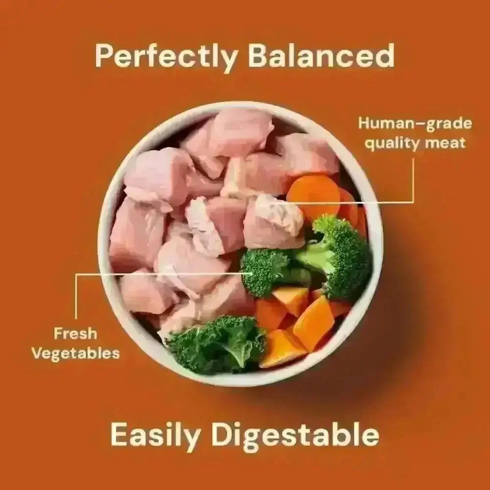 Nutriment Raw Turkey 1.4kg: bowl of premium raw dog meat and vegetables on orange background