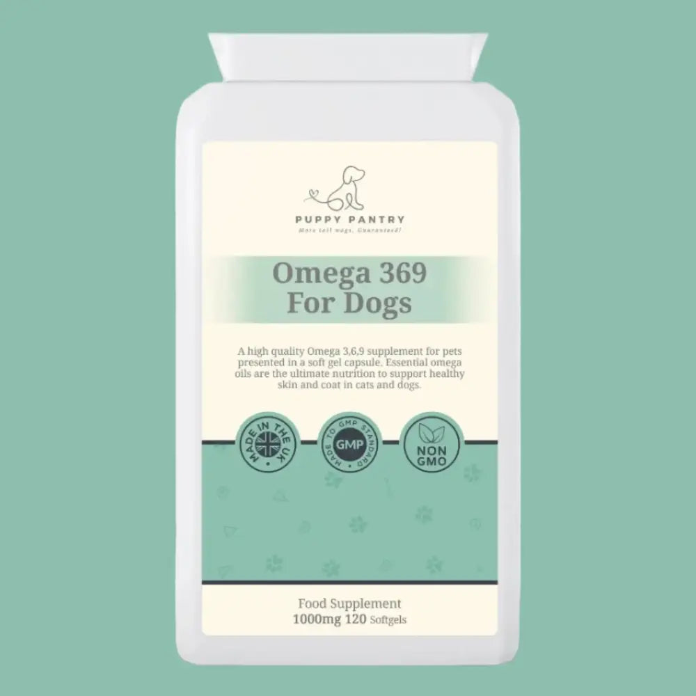 Omega 3-6-9 Softgels (120 Pack) Supports brain function skin health & a shiny coat - Omega 369