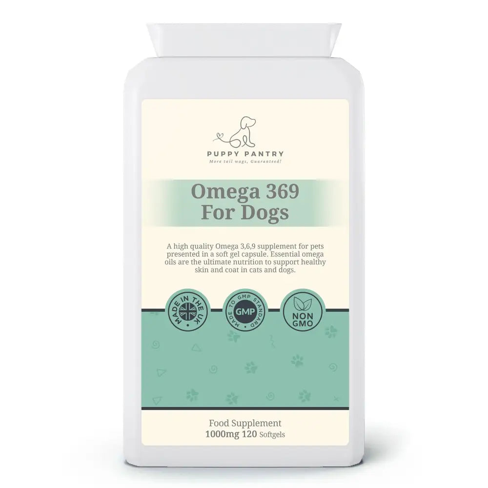 Omega 3-6-9 Softgels (120 Pack) Supports brain function skin health & a shiny coat - Omega 369