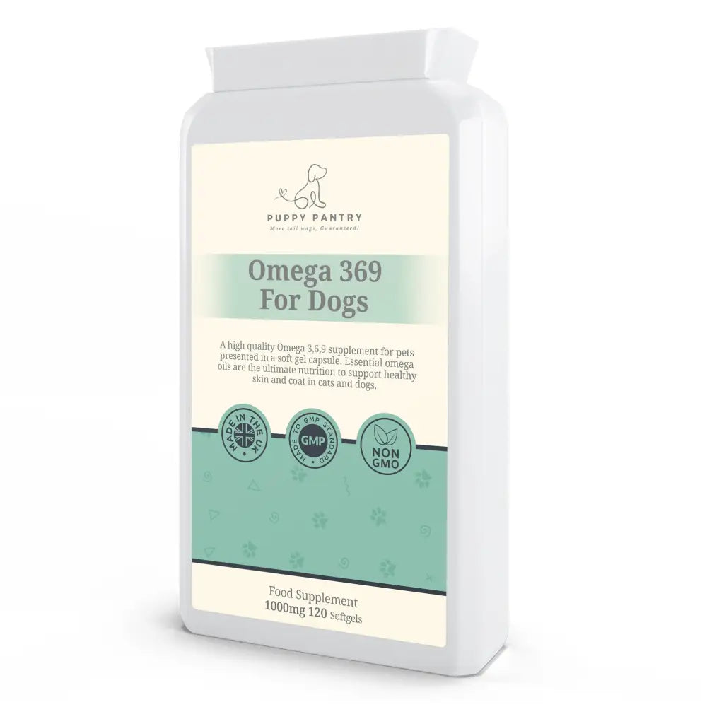 Omega 3-6-9 Softgels (120 Pack) Supports brain function skin health & a shiny coat - Omega 369