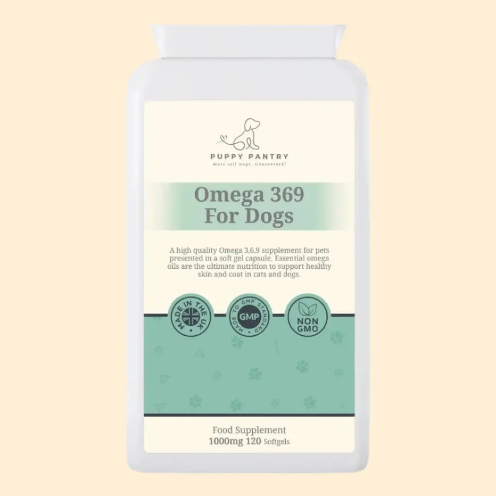 Omega 3-6-9 Softgels (120 Pack) Supports brain function skin health & a shiny coat - Omega 369