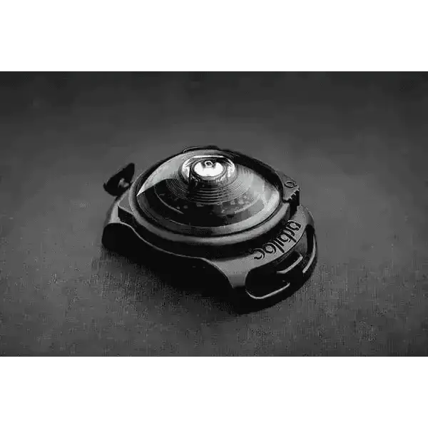 Black and silver Adidas lens cap for Orbiloc Dog Dual Safety Light