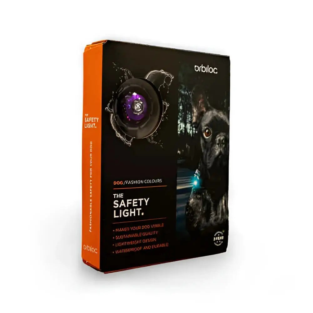 Orbiloc Dog Dual Safety Light in purple with black durable plastic design