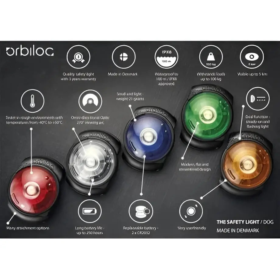 Orbiloc Dog Dual Safety Light in purple with red black light