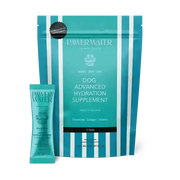 Teal and white striped Pawer Water Joint Support box with paw print logo for water joint support