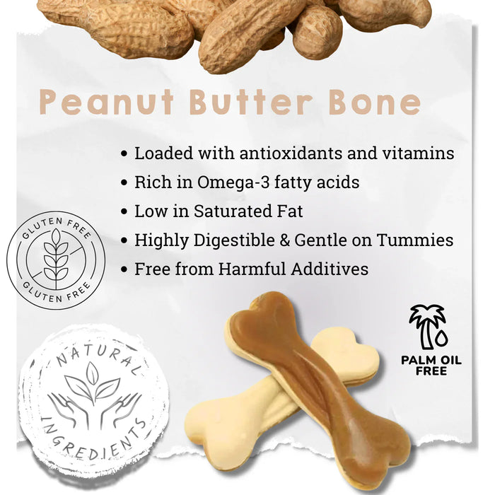 Peanut Butter Bone Chews For Dogs - 2kg Bag - Natural Dog Chew