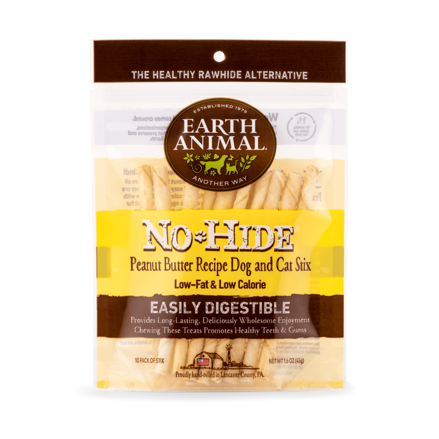 Earth Animal No-Hide Peanut Butter Dog Stix - Natural Dog Chew