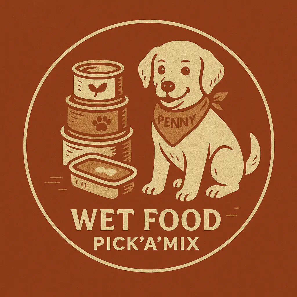 Penny wet food pick a mix dog treat jar set.
