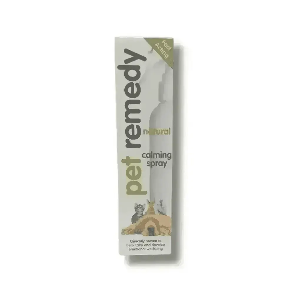 Pet Remedy calming spray bottle with green label, tackling pet anxiety