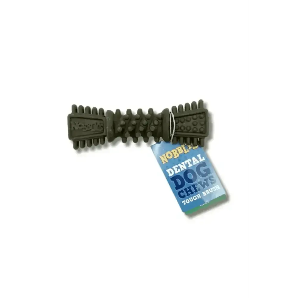 Petello Nobblys dental dog chew toy with tough mint brush design
