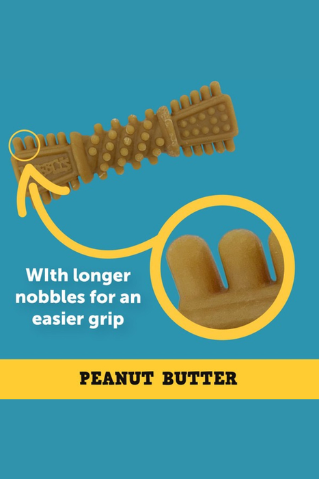 Petello Nobblys Tough Brush Peanut Butter 80g | Natural grain free vegetable chews for dogs