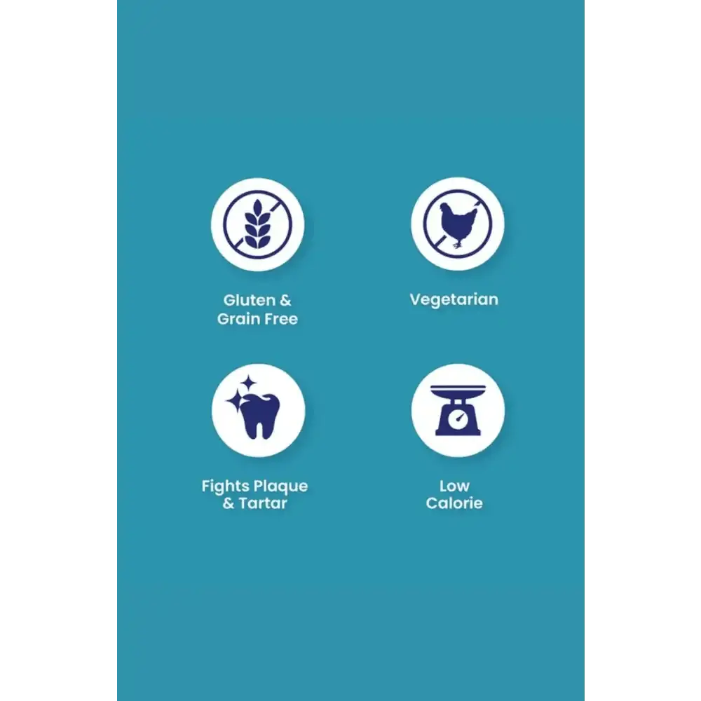Alt text for Petello Nobblys Tough Brush Peanut Butter Box of 24 with blue icons on teal background