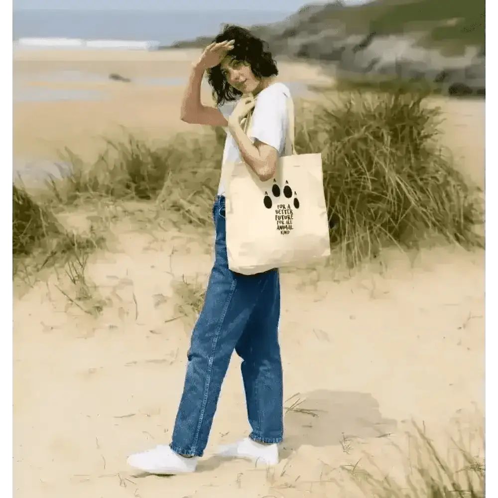 White organic cotton shopper bag with bear paw print design from The Pets Larder