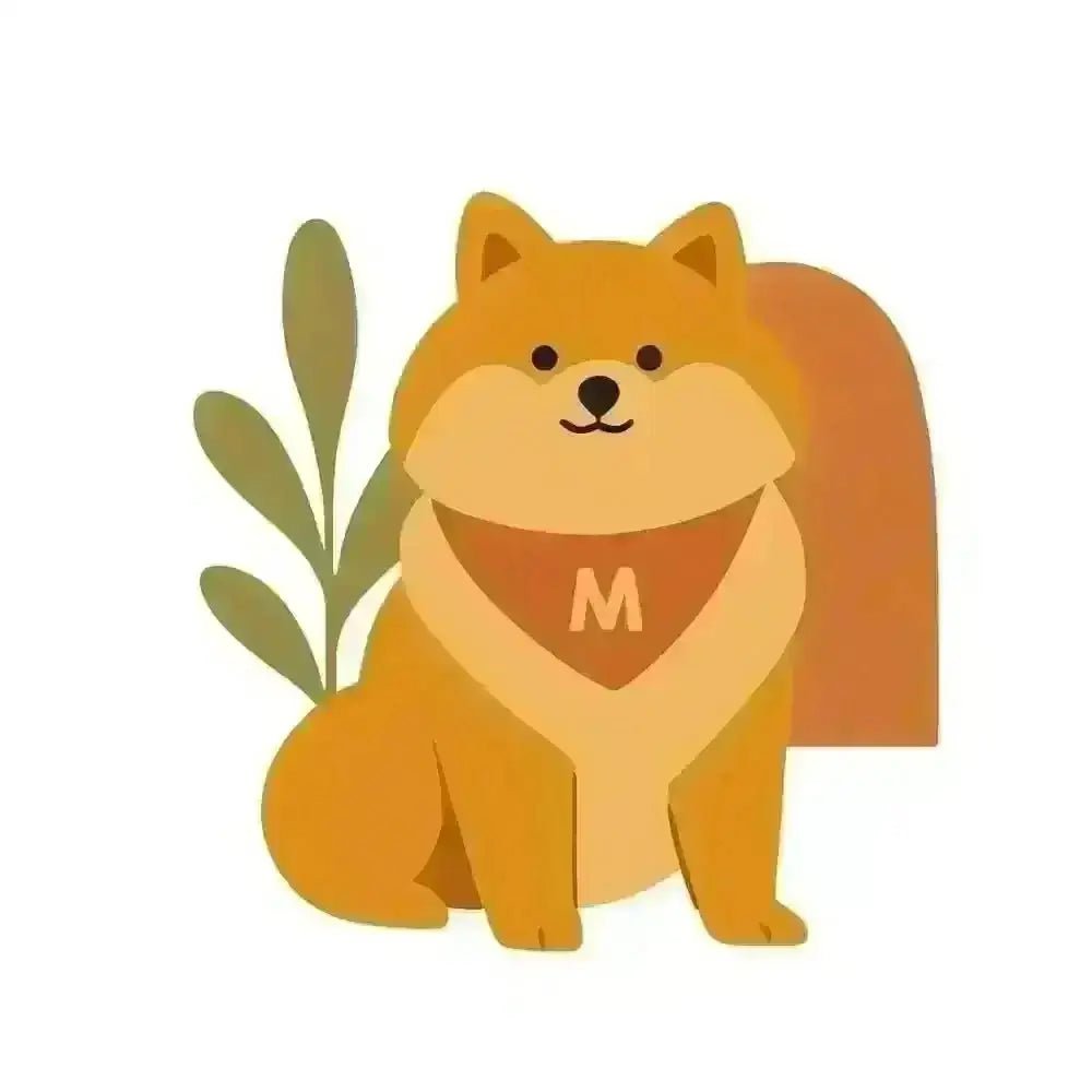Personalised abstract framed print of orange dog bandana with M design, breed fur colour
